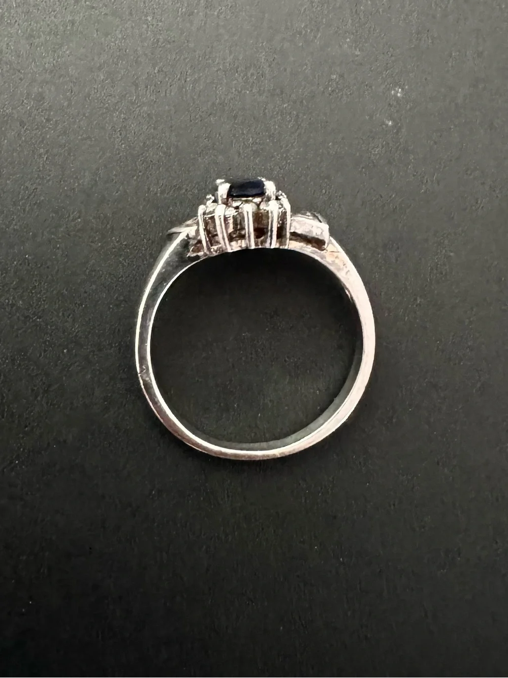 Vintage Blue Sapphire Halo Ring 925 Sterling Silver Art Deco Engagement